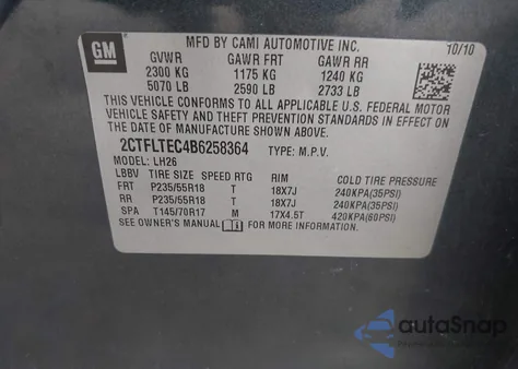 2011 GMC Terrain Sle-2 from USA, damaged, VIN 2CTFLTEC4B6258364